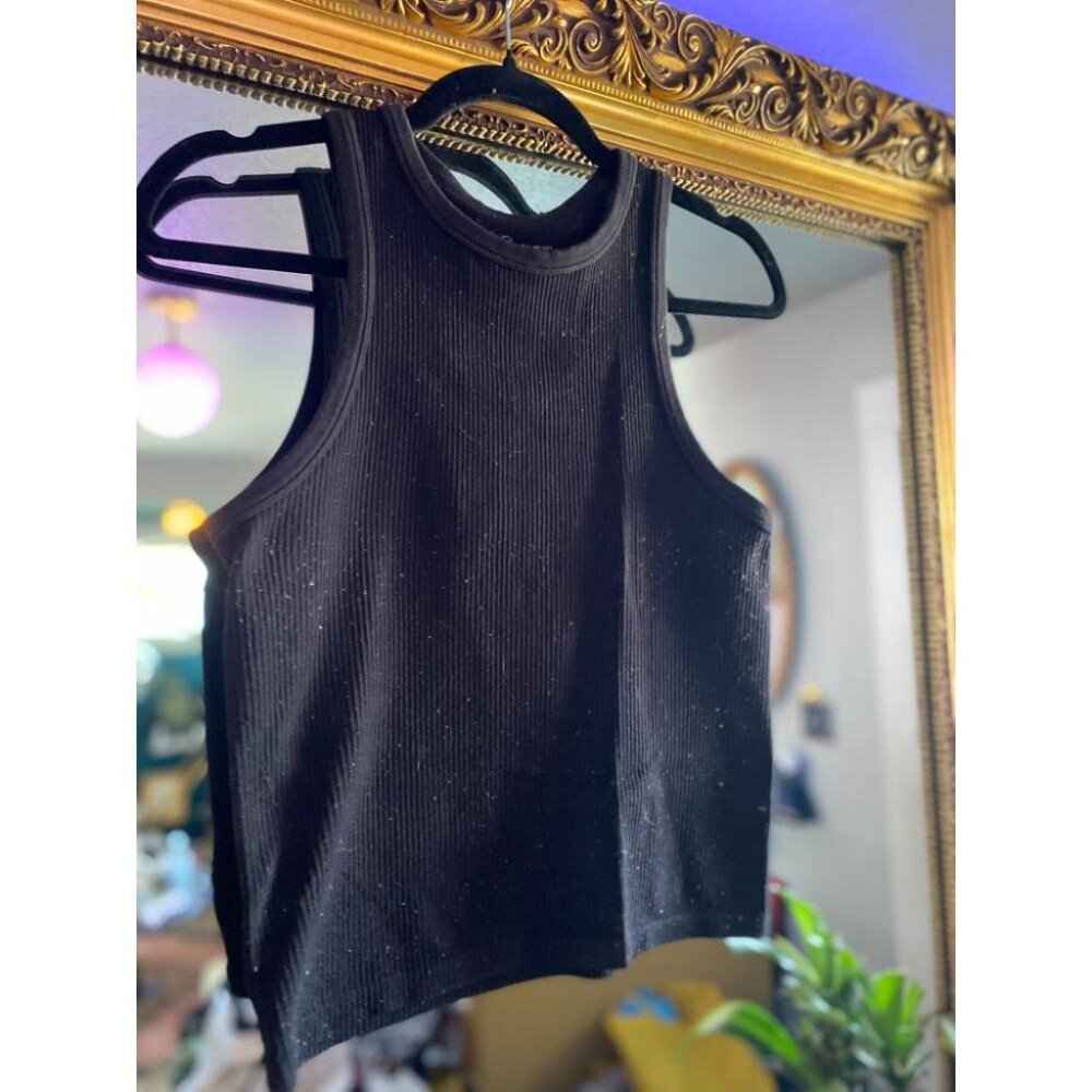 Women's No Boundaries Black Ribbed Tank Top Juniors Large Sleeveless Shirt